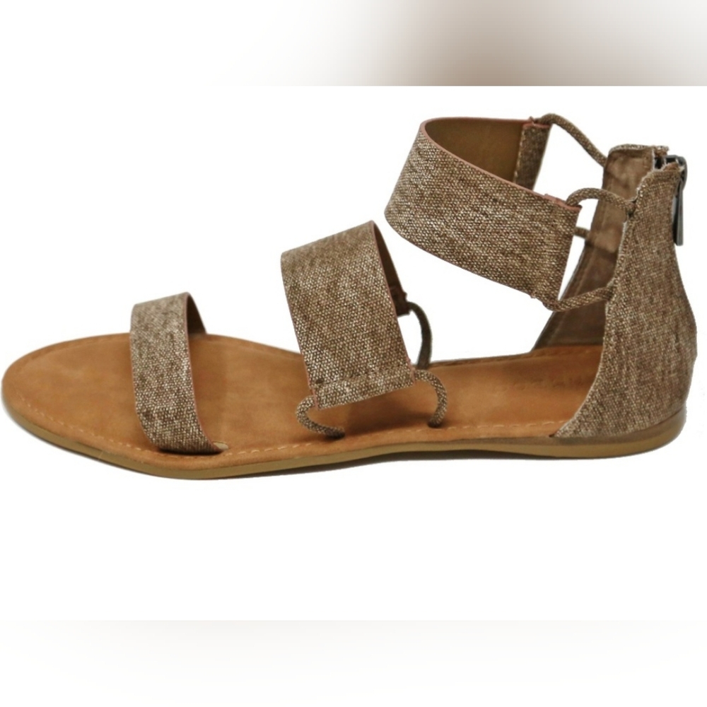 π NWT NIB Bronze/tan linen gladiator sandals - Picture 2 of 2